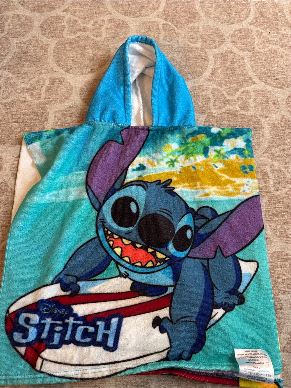 Disney stitch kids hooded towel NWOT